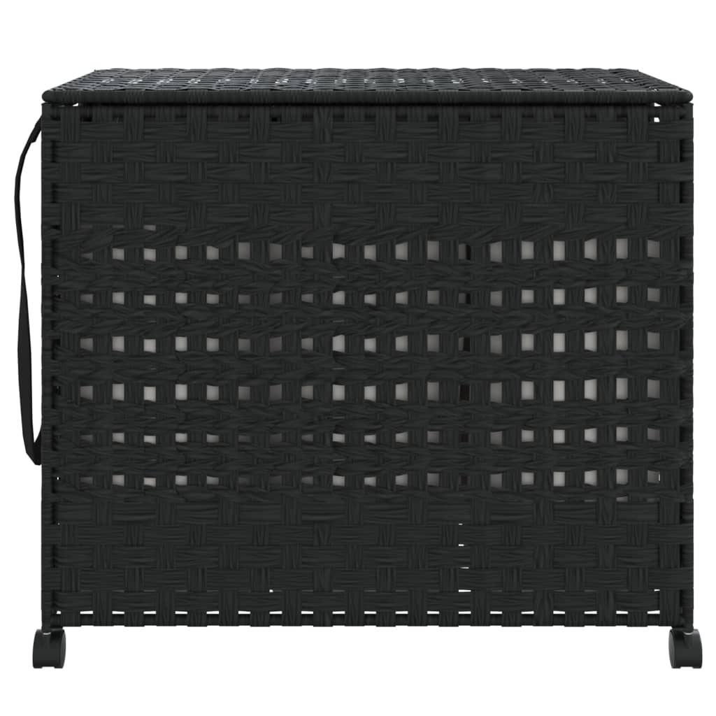 Vidaxl Tøjvaskekurv på hjul 66x35x60 cm Rattan Black