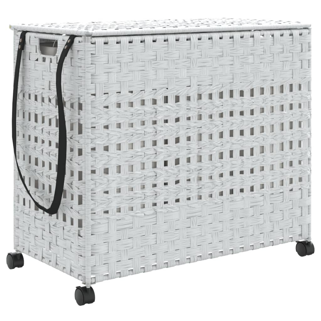Vidaxl Tøjvaskekurv på hjul 66x35x60 cm Rattan White