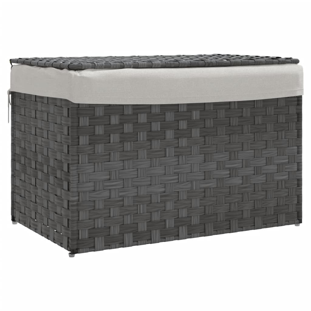 Vidaxl vaskeri kurv med låg 55,5x35x34 cm poly rotting grå