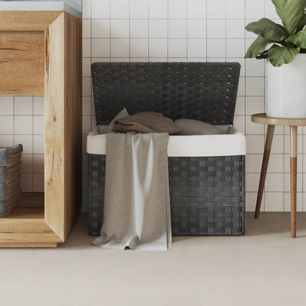 Vidaxl vaskeri kurv med låg 55,5x35x34 cm poly rotting grå