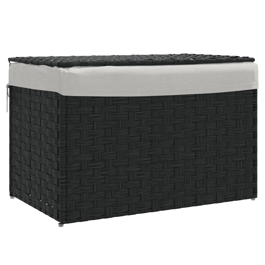 Vidaxl vaskeri kurv med låg 55,5x35x34 cm poly rattan sort