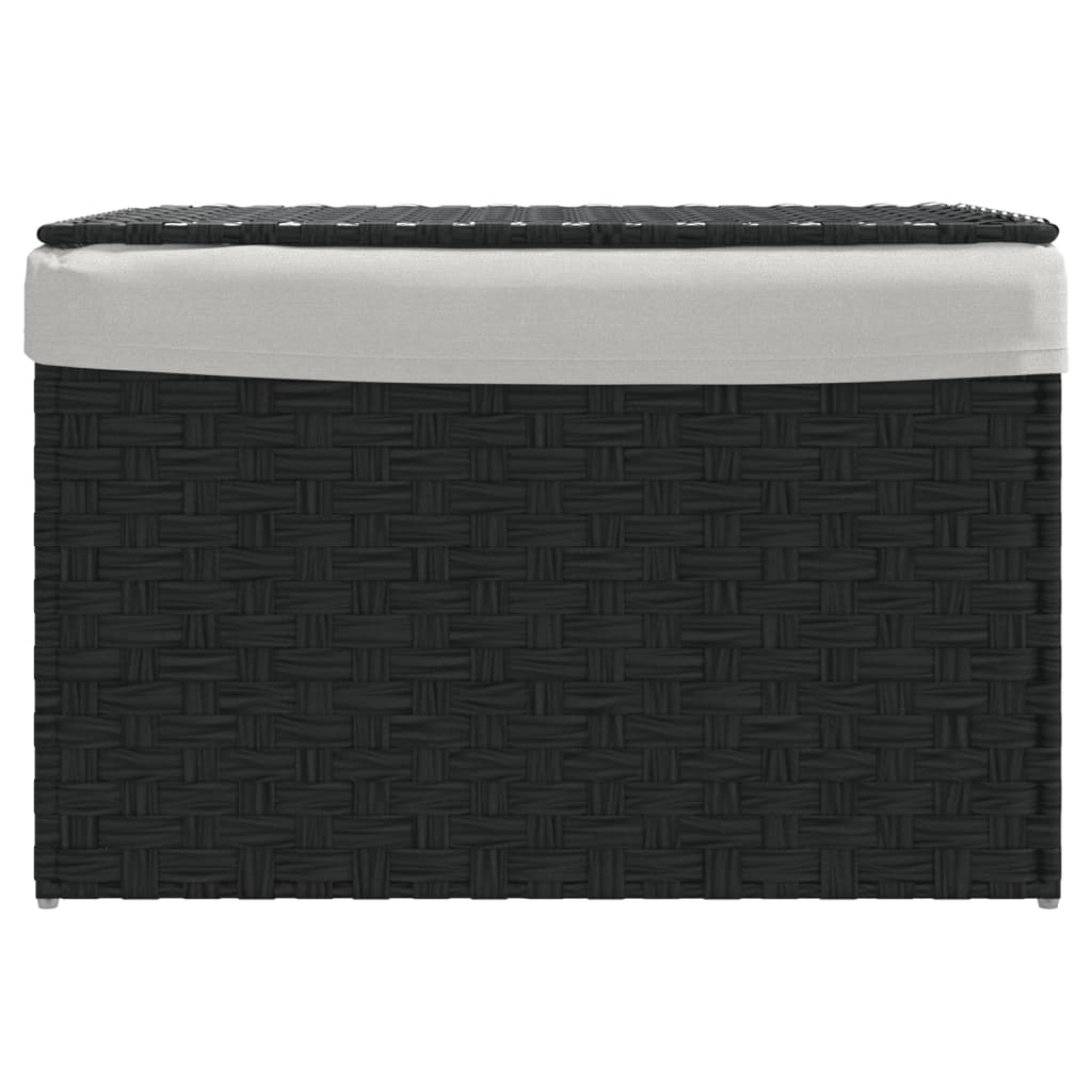 Vidaxl vaskeri kurv med låg 55,5x35x34 cm poly rattan sort