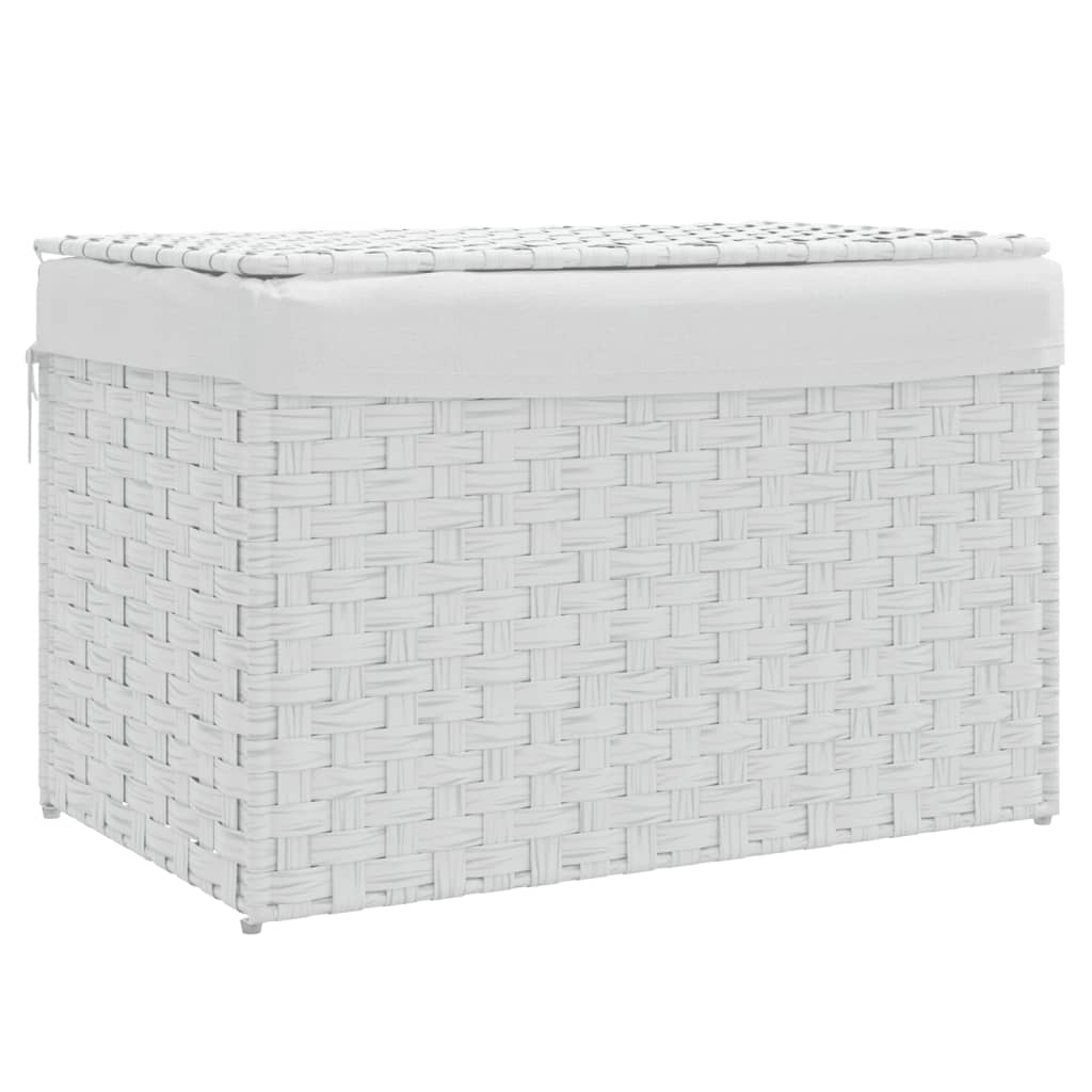 Vidaxl vaskeri kurv med låg 55,5x35x34 cm poly rottan hvid