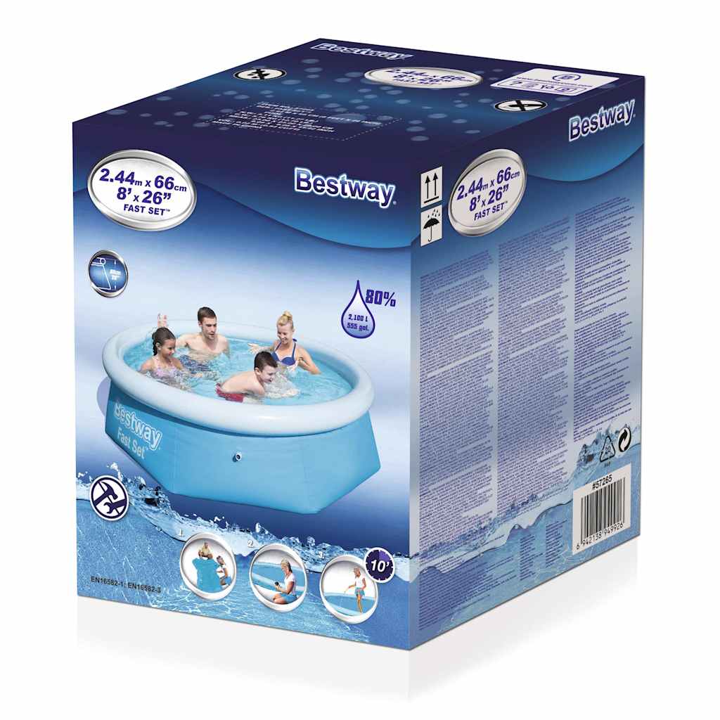 Bestway hurtigsæt swimmingpool oppustelig rund 244x66 cm