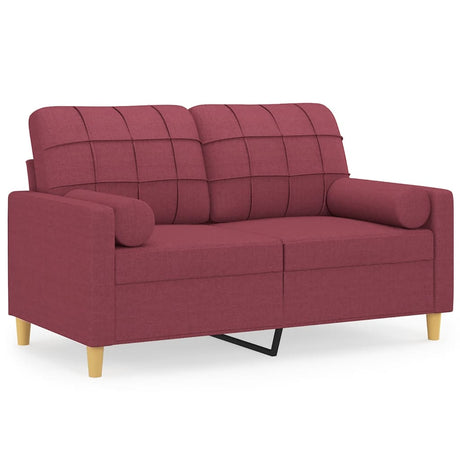Vidaxl tweezitsbank met sierkussens 120 cm stof wijnrood
