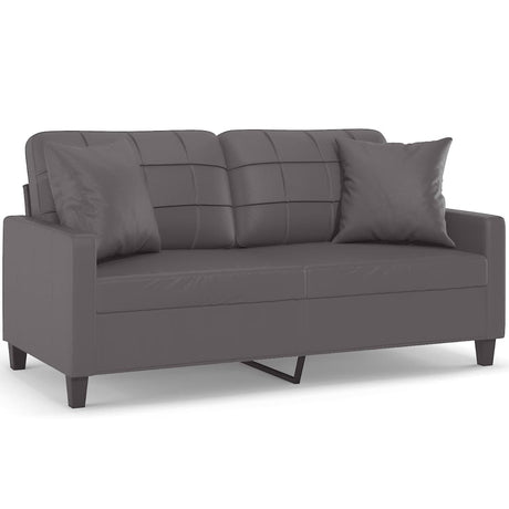 Vidaxl tweezitsbank met sierkussens 140 cm kunstleer grijs