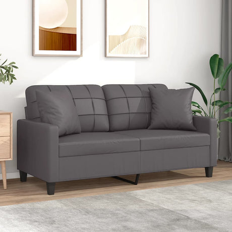 Vidaxl tweezitsbank met sierkussens 140 cm kunstleer grijs