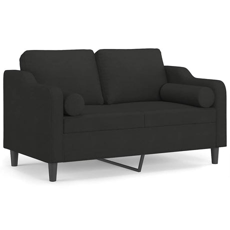 Vidaxl tweezitsbank met sierkussens 120 cm stof zwart