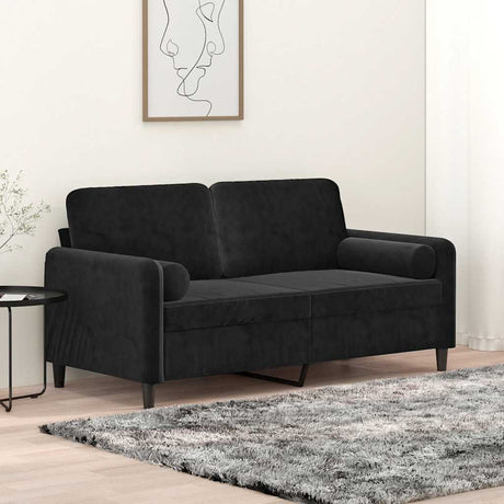 Vidaxl tweezitsbank met sierkussens 140 cm fluweel zwart
