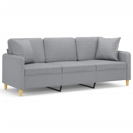 Vidaxl driezitsbank met sierkussens 180 cm stof lichtgrijs