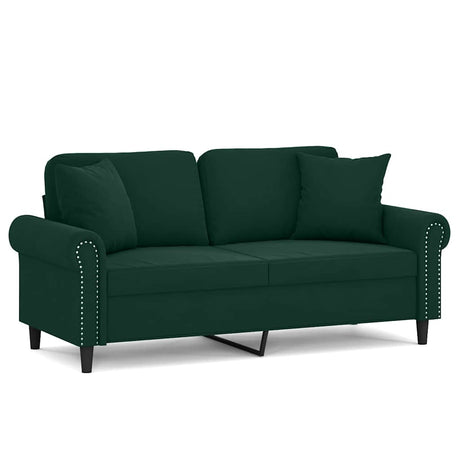 Vidaxl tweezitsbank met sierkussens 140 cm fluweel donkergroen