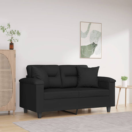 Vidaxl tweezitsbank met kussens 120 cm microvezelstof zwart