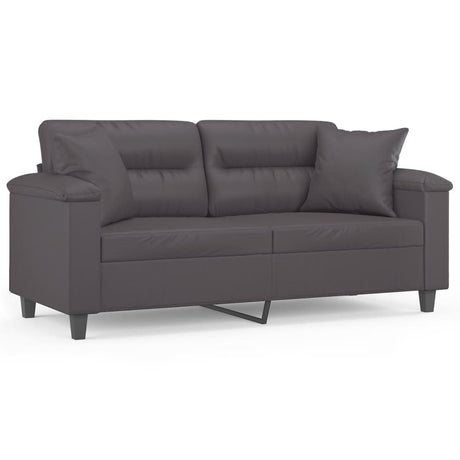 Vidaxl tweezitsbank met sierkussens 140 cm kunstleer grijs