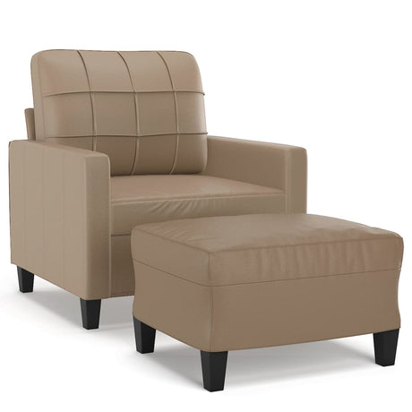 Vidaxl fauteuil met voetenbank 60 cm kunstleer cappuccinokleurig