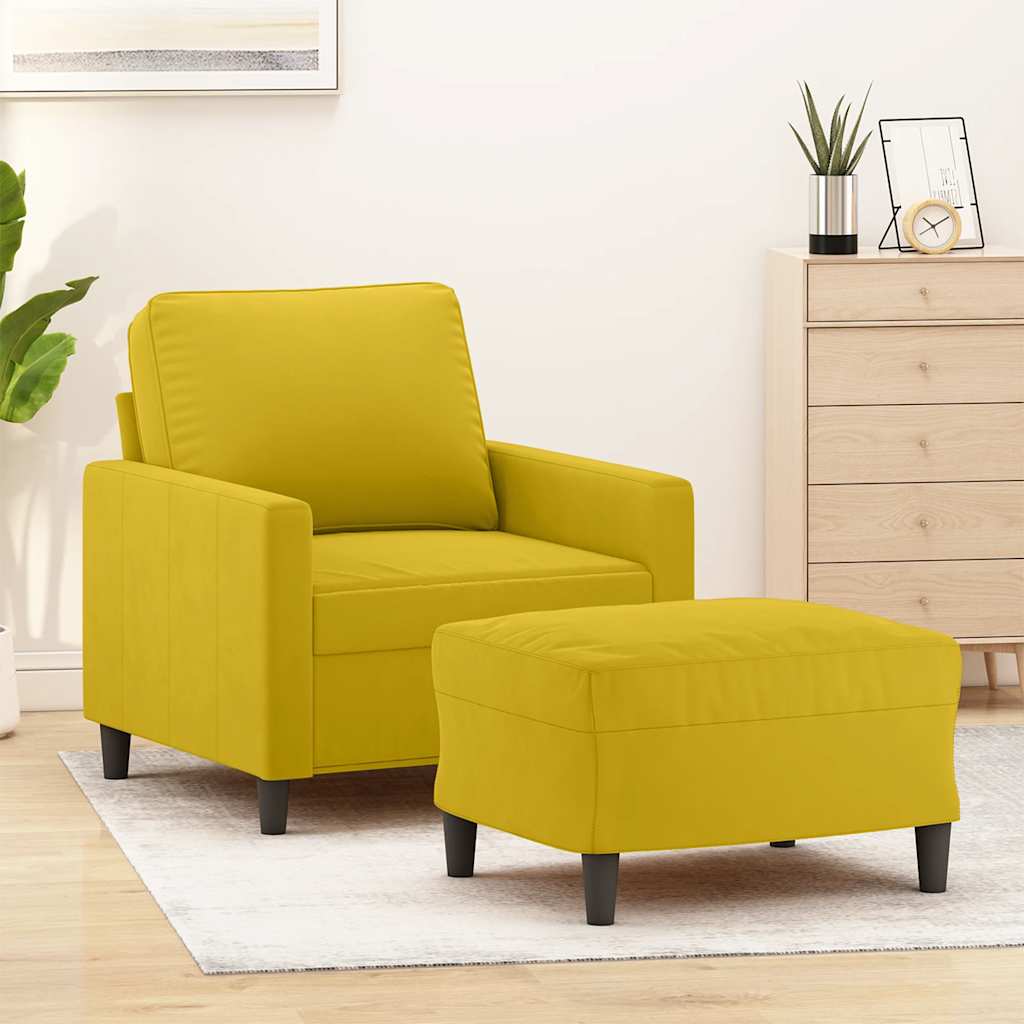 Vidaxl fauteuil met voetenbank 60 cm fluweel geel