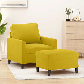 Vidaxl fauteuil met voetenbank 60 cm fluweel geel