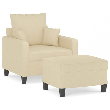 Vidaxl fauteuil met voetenbank 60 cm stof crèmekleurig