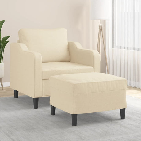 Vidaxl fauteuil met voetenbank 60 cm stof crèmekleurig