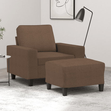 Vidaxl fauteuil met voetenbank 60 cm stof bruin