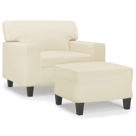 Vidaxl fauteuil met voetenbank 60 cm kunstleer crèmekleurig