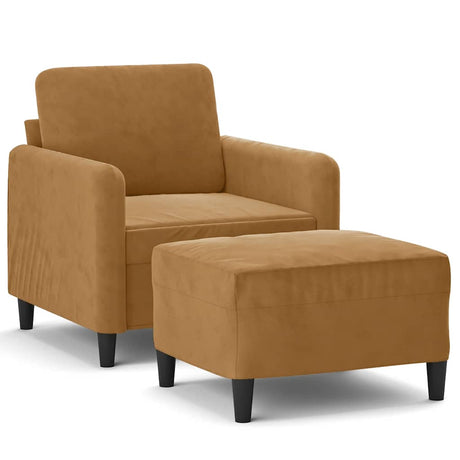 Vidaxl fauteuil met voetenbank 60 cm fluweel bruin