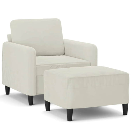 Vidaxl fauteuil met voetenbank 60 cm fluweel crèmekleurig