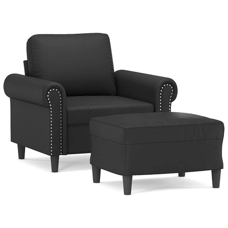 Vidaxl fauteuil met voetenbank 60 cm kunstleer zwart