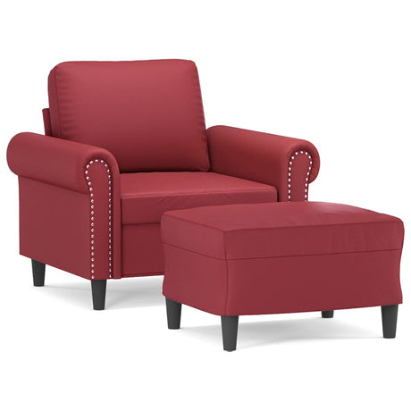 Vidaxl fauteuil met voetenbank 60 cm kunstleer wijnrood