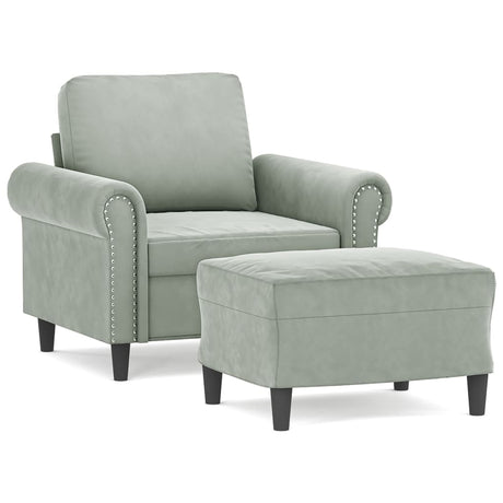 Vidaxl fauteuil met voetenbank 60 cm fluweel lichtgrijs