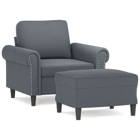 Vidaxl fauteuil met voetenbank 60 cm fluweel donkergrijs