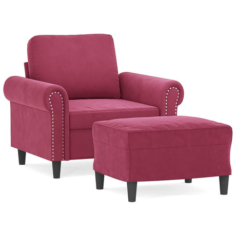 Vidaxl fauteuil met voetenbank 60 cm fluweel wijnrood