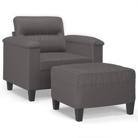 Vidaxl fauteuil met voetenbank 60 cm kunstleer grijs