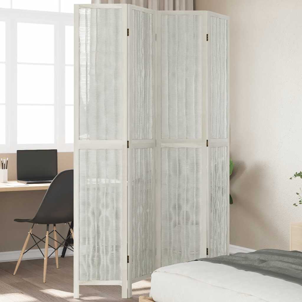 Vidaxl kamerscherm met 4 panelen massief paulowniahout wit