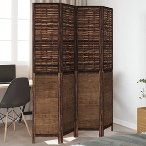 Vidaxl kamerscherm met 4 panelen massief paulowniahout donkerbruin