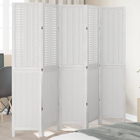 Vidaxl kamerscherm met 5 panelen massief paulowniahout wit
