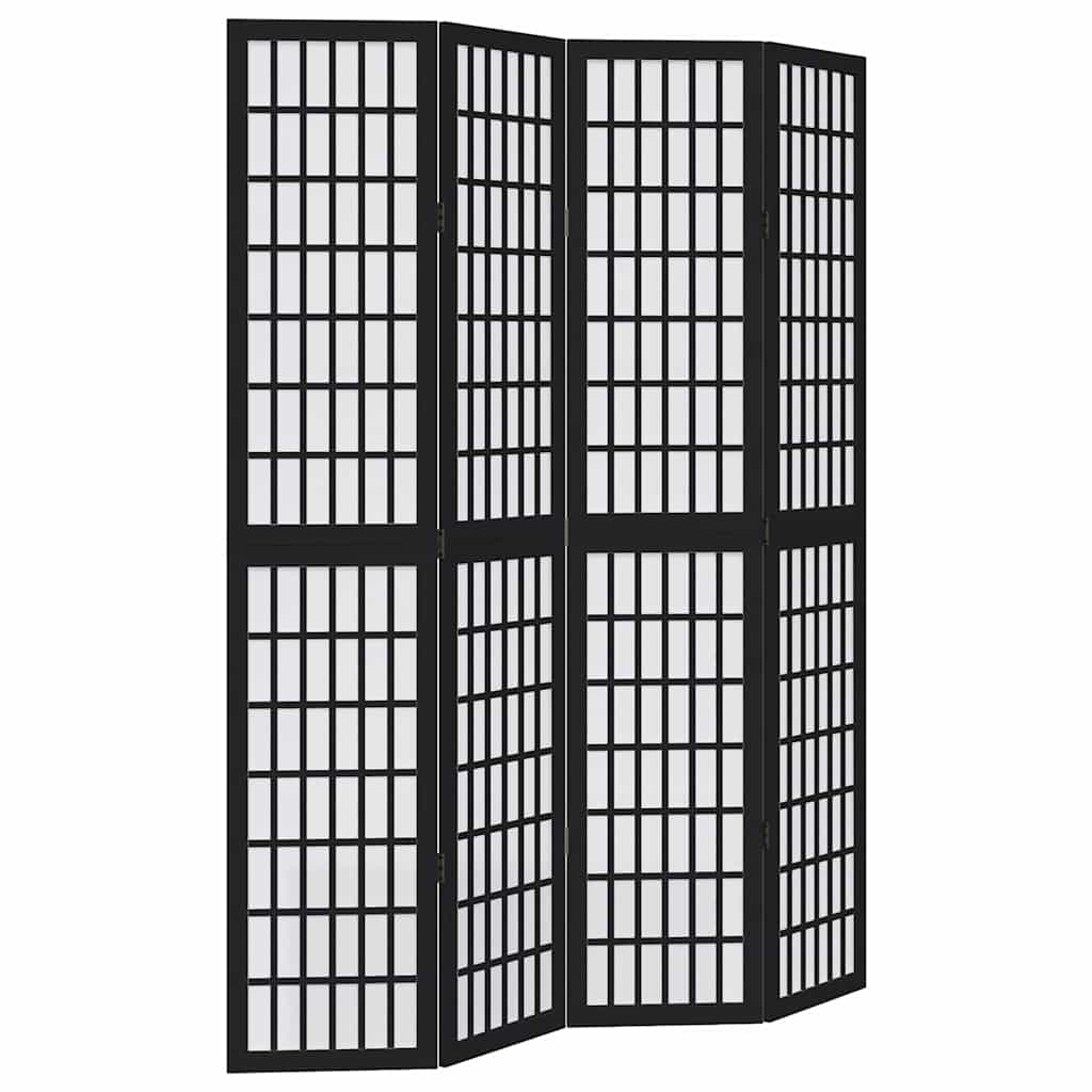 Vidaxl kamerscherm met 4 panelen massief paulowniahout zwart