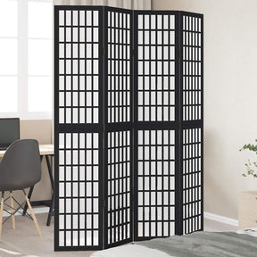 Vidaxl kamerscherm met 4 panelen massief paulowniahout zwart