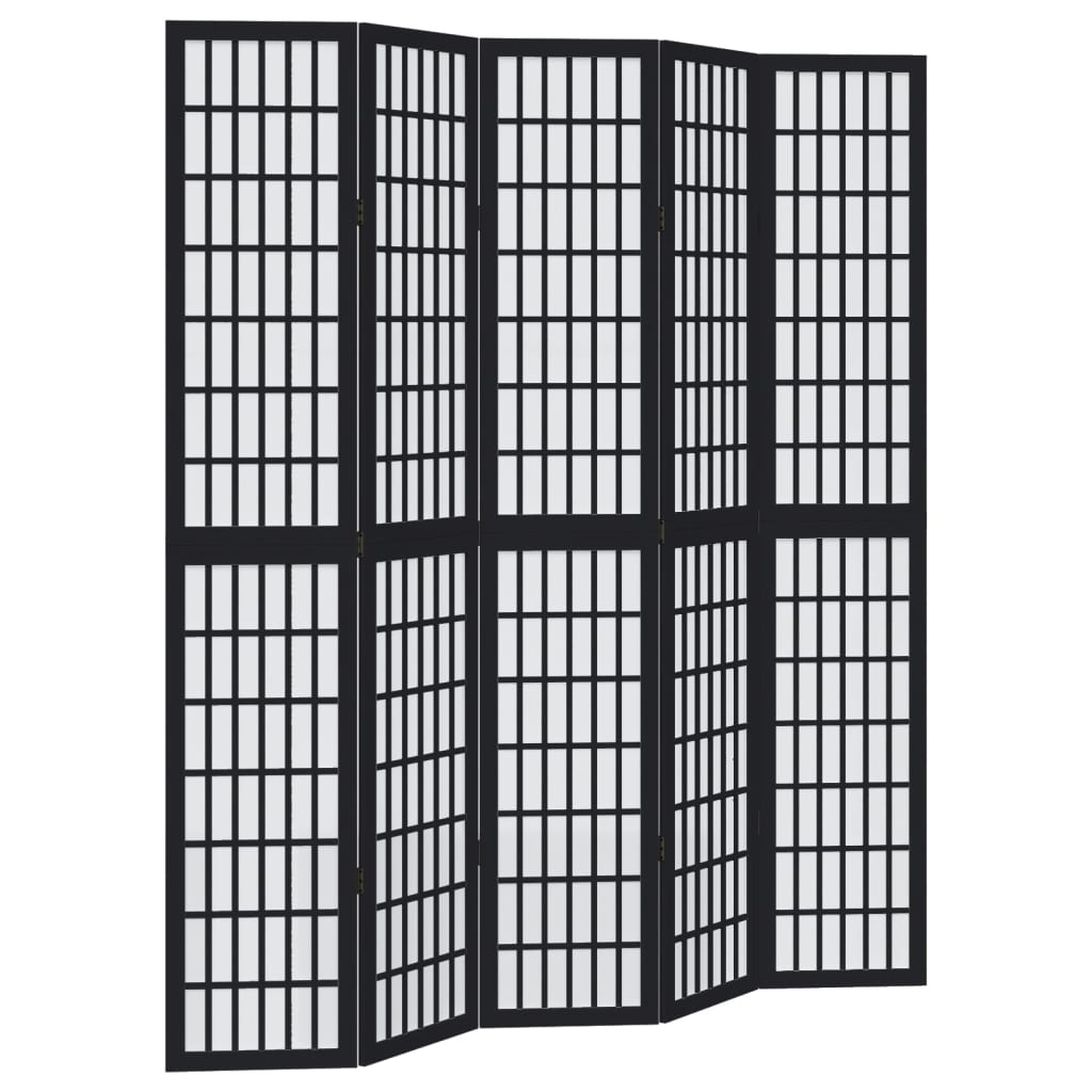 Vidaxl kamerscherm met 5 panelen massief paulowniahout zwart