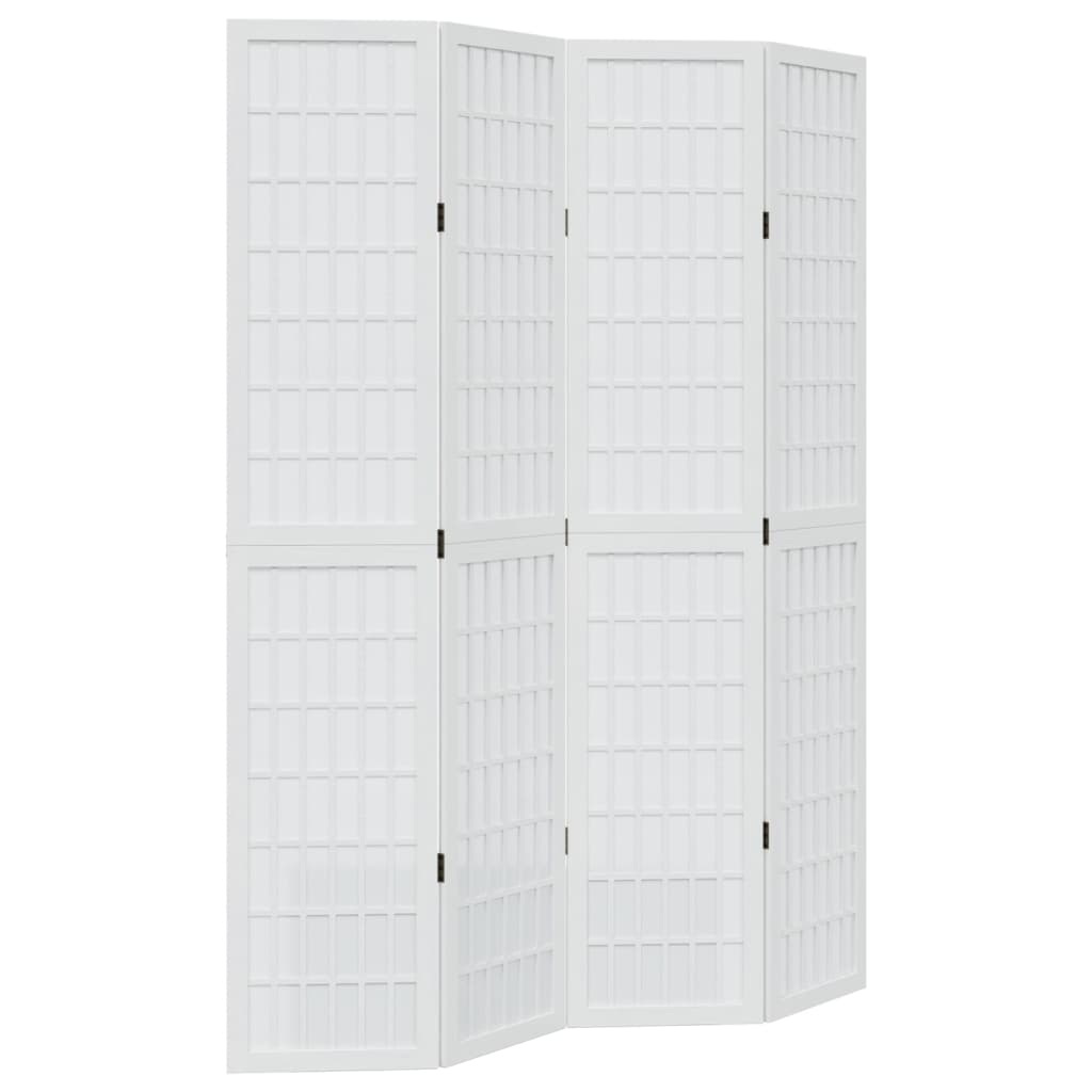 Vidaxl kamerscherm met 4 panelen massief paulowniahout wit