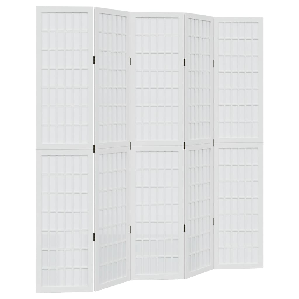 Vidaxl kamerscherm met 5 panelen massief paulowniahout wit