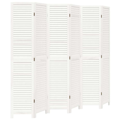 Vidaxl kamerscherm met 6 panelen massief paulowniahout retro wit