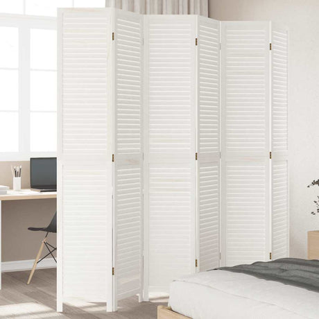 Vidaxl kamerscherm met 6 panelen massief paulowniahout retro wit