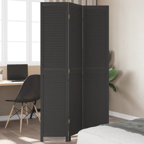 Vidaxl kamerscherm met 3 panelen massief paulowniahout zwart