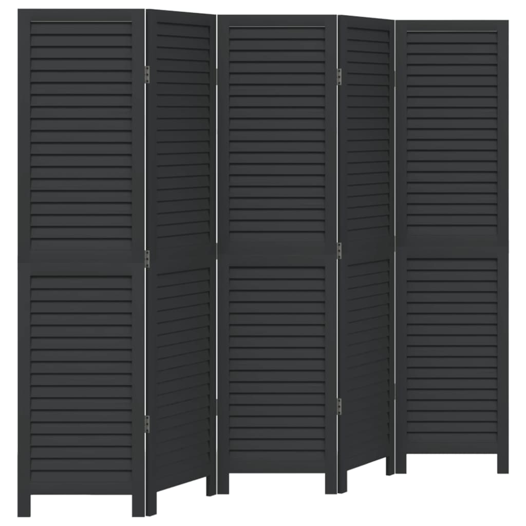 Vidaxl kamerscherm met 5 panelen massief paulowniahout zwart