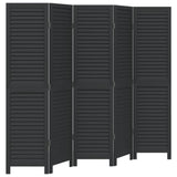 Vidaxl kamerscherm met 5 panelen massief paulowniahout zwart