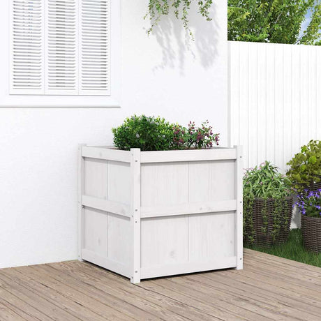 Vidaxx plantekasse 70x70x70 cm massiv fyrretræ hvid