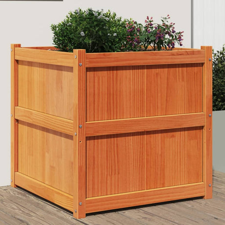Vidaxx plantekasse 70x70x70 cm massiv fyrretræ, vask brun