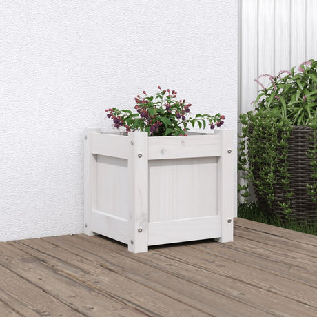 Vidaxx plantekasse 31x31x31 cm massiv fyrretræ hvid