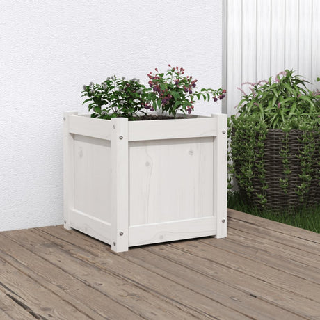 Vidaxx plantekasse 40x40x40 cm massiv fyrretræ hvid