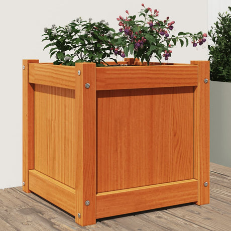 Vidaxx plantekasse 40x40x40 cm massiv fyrretræ, vask brun